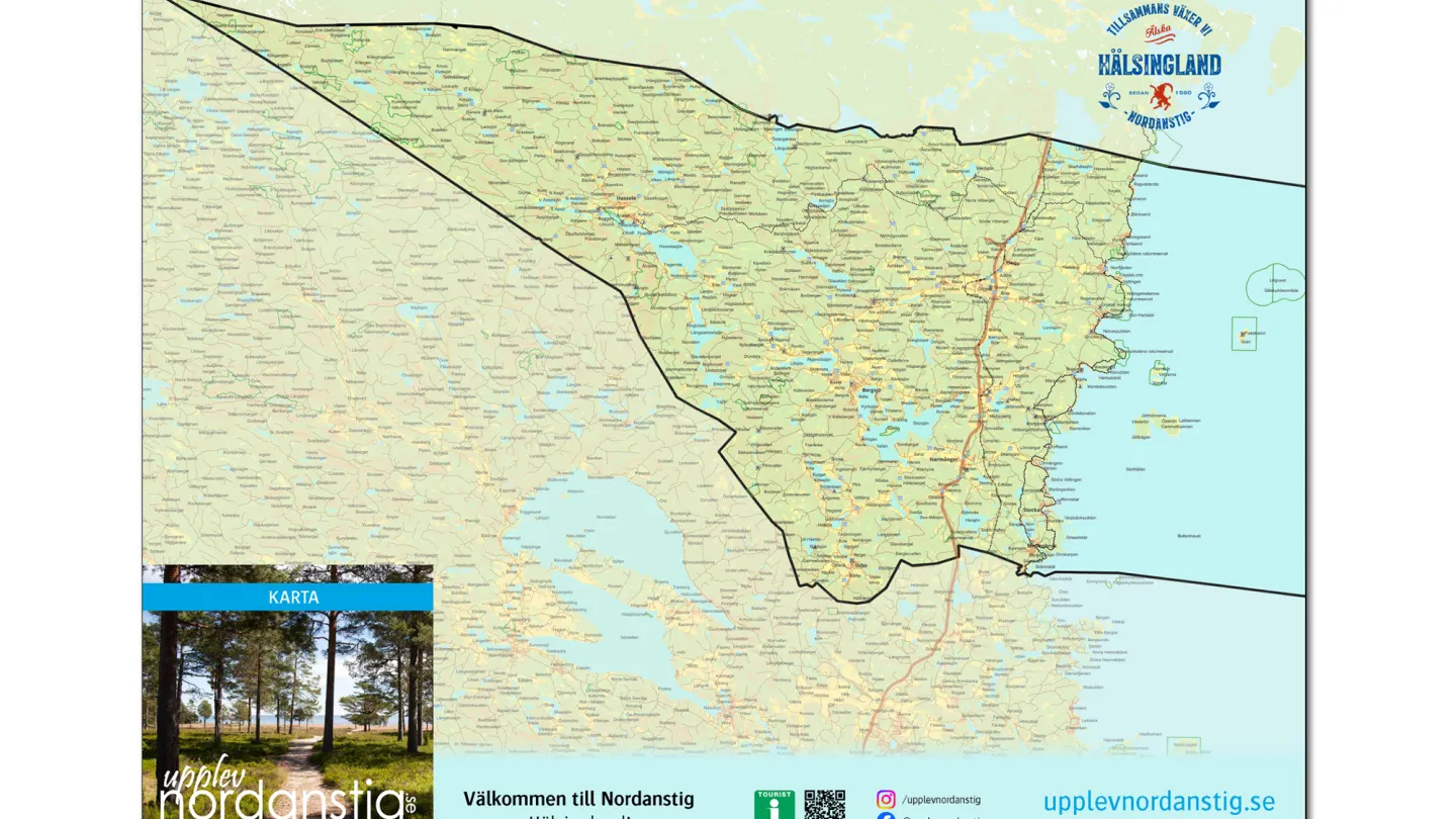 Färgbild - kartbild över Nordanstig