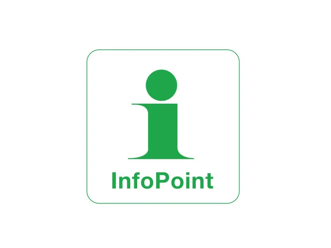 Logotype - InfoPoint - white background and green text with i-symbole