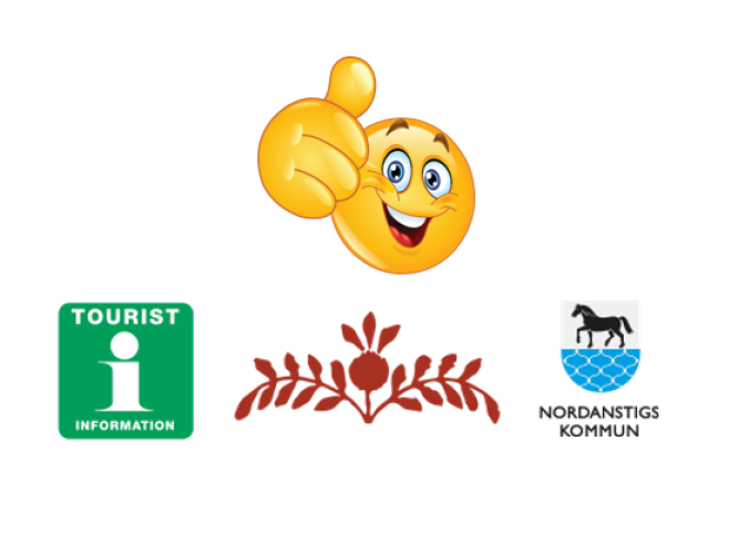 Färgillustration med vit bakgrund - logotyper och glad emoji